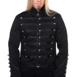 Men-Black-Banned-Military-Drummer-Parade-Jacket-Goth-Punk-Adam-Ant-Style-Black