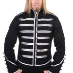 Men-Black-Banned-Military-Drummer-Parade-Jacket-Goth-Punk-Adam-Ant-Style-Silver