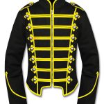 Mens-Yellow-Black-Military-Marching-Band-Drummer-Jacket-New-Style-Front