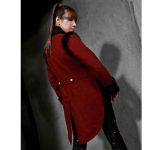 RQBL-Womens-Military-Coat-Jacket-Red-Black-Tailcoat-Gothic-VTG-Steampunk-back-model