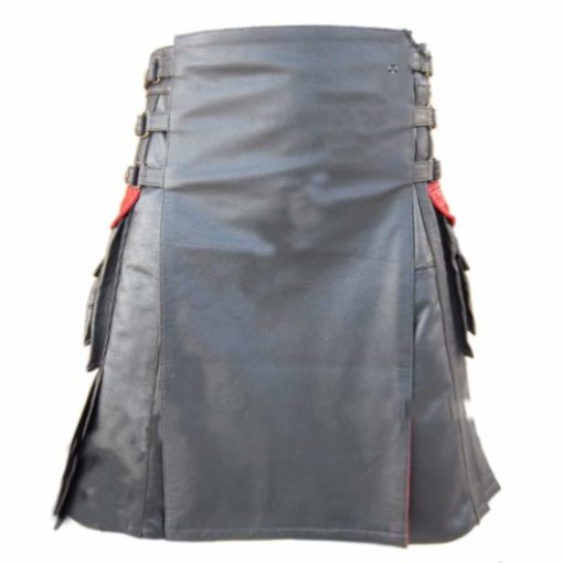 Scottish-Pleated-Gladiator-Bluf-Leather-Kilt-front Leather kilts, Bluf Leather kilts, Best kilts for Men, Leather Kitls men