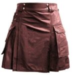 brown-leather-utility-kilt-cargo-pockets-pleated-front