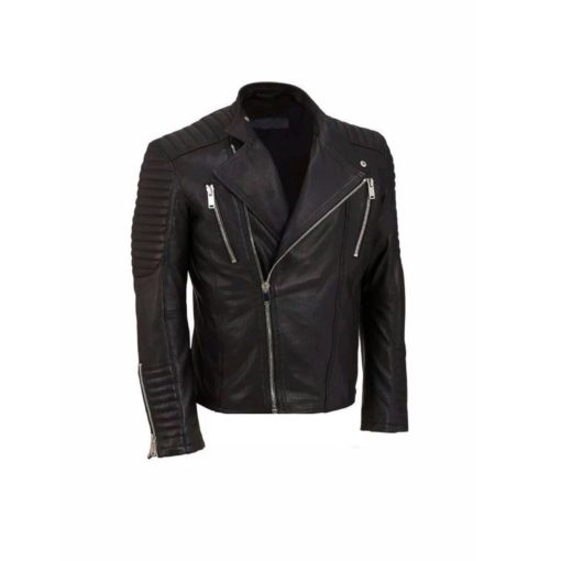 Black-Classical-Vintage-Leather-Jacket-with-Zipper-Pockets Leather jacket, vintage jacket, leather jacket for bikers, biker jacket, leather biker jacket
