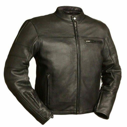 Cafe-Style-Black-Leather-Jacket Leather jacket, mens leather jacket, cafe style jacket, biker leather jacket, biker jacket