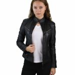 Leather-Slim-fit-Jacket-for-Women-unzipped-black