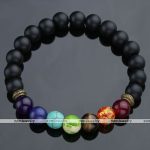 Lava Rock Stone Bead Buddha Skull Hamsa Hand Evil Eye Bracelet-7-stone-matte-agate