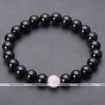 Lava Rock Stone Bead Buddha Skull Hamsa Hand Evil Eye Bracelet-black-agate-and-rose-quartz