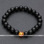 Lava Rock Stone Bead Buddha Skull Hamsa Hand Evil Eye Bracelet-matte-agate-and-amber-beads