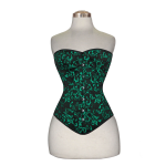 Flower-Brocade-Overbust-Cotton-Corset-Green