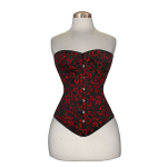 Flower-Brocade-Overbust-Cotton-Corset-red