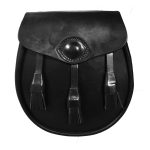 Bridle Leather Day Sporran with 3 Tassels Black