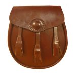 Bridle Leather Day Sporran with 3 Tassels Dark Brown