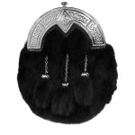 Faux Fur Dress Sporran with Celtic and Thistle design