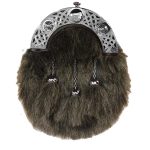 Faux Fur Dress Sporran with Open Work Celtic Knot