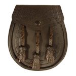 Leather Day Sporran with Embossed Design brown