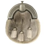 SealSkin Dress Sporran with Celtic Design whiteish