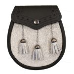 White Bovine Embossed Leather Sporran White hairs