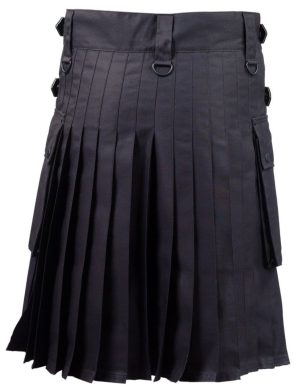 Black Deluxe Utility Kilt, Mejor falda escocesa para hombres, Faldas escocesas de moda