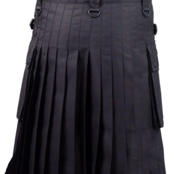 Schwarzer Deluxe-Utility-Kilt, bester Kilt für Männer, modische Kilts