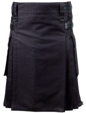 Black Deluxe Utility Kilt, Mejor falda escocesa para hombres, Faldas escocesas de moda