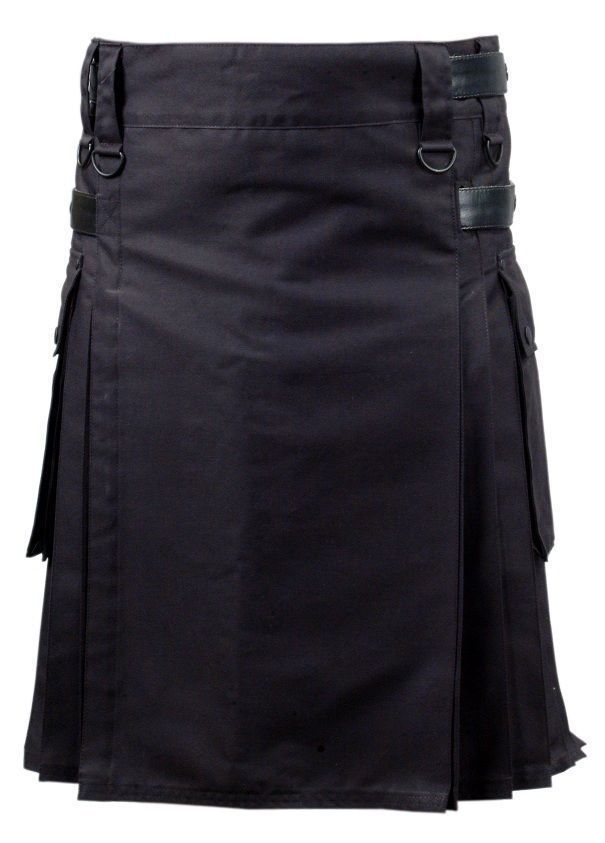 Black Deluxe Utility Kilt, Best Kilt for Men, Fashion Kilts