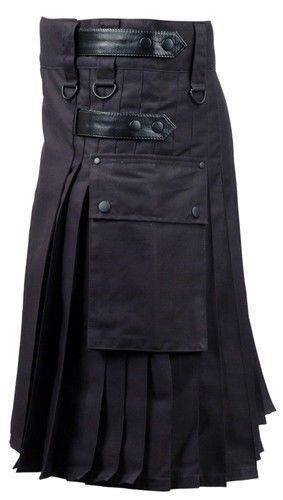 Black Deluxe Utility Kilt, Best Kilt for Men, Fashion Kilts