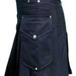 Negro-Deluxe-Utility-Kilt-con-bolsillos de carga-lado