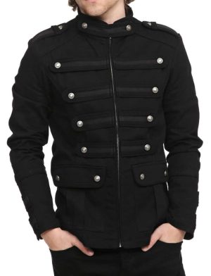 Chaqueta militar negra Goth Steampunk Vintage Pea Coat, ropa gótica, chaquetas Gaoth, chaquetas para hombres