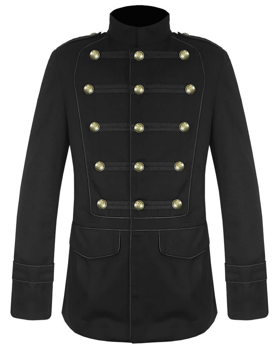 Black Military Jacket Goth Steampunk Vintage Pea Coat | Kilt and Jacks