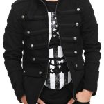 Black-Military-Jacket-Goth-Steampunk-Vintage-Pea-Coat-Open-style