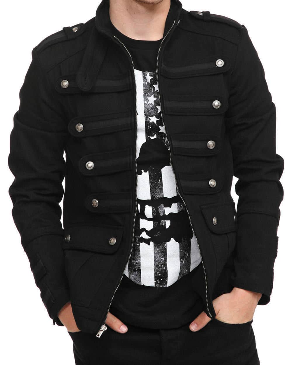 Black Guard Military Jacket Steampunk Vintage Pea Coat 1 Black Military Jacket Goth Steampunk Vintage Pea Coat, Gothic Clothing, Gaoth Jackets, Jackets for Men