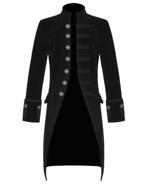 Black-Velvet-Goth-Steampunk-Victorian-Frock-Coat-Jacket-Front Black Velvet Goth Steampunk Victorian Frock Coat, Gothic Clothing, Jackets for Men