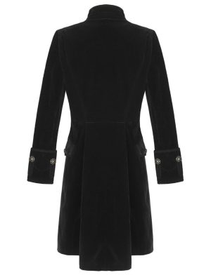 Black Velvet Goth Steampunk Victorian Frock Coat, Gothic Clothing, Jackets for Men
