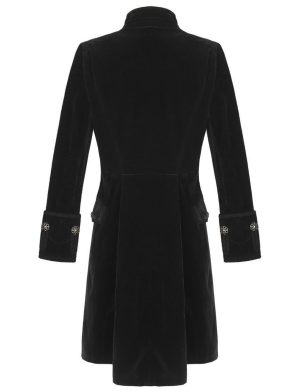 Black Velvet Goth Steampunk Victorian Frock Coat, Gothic Clothing, Jackets for Men
