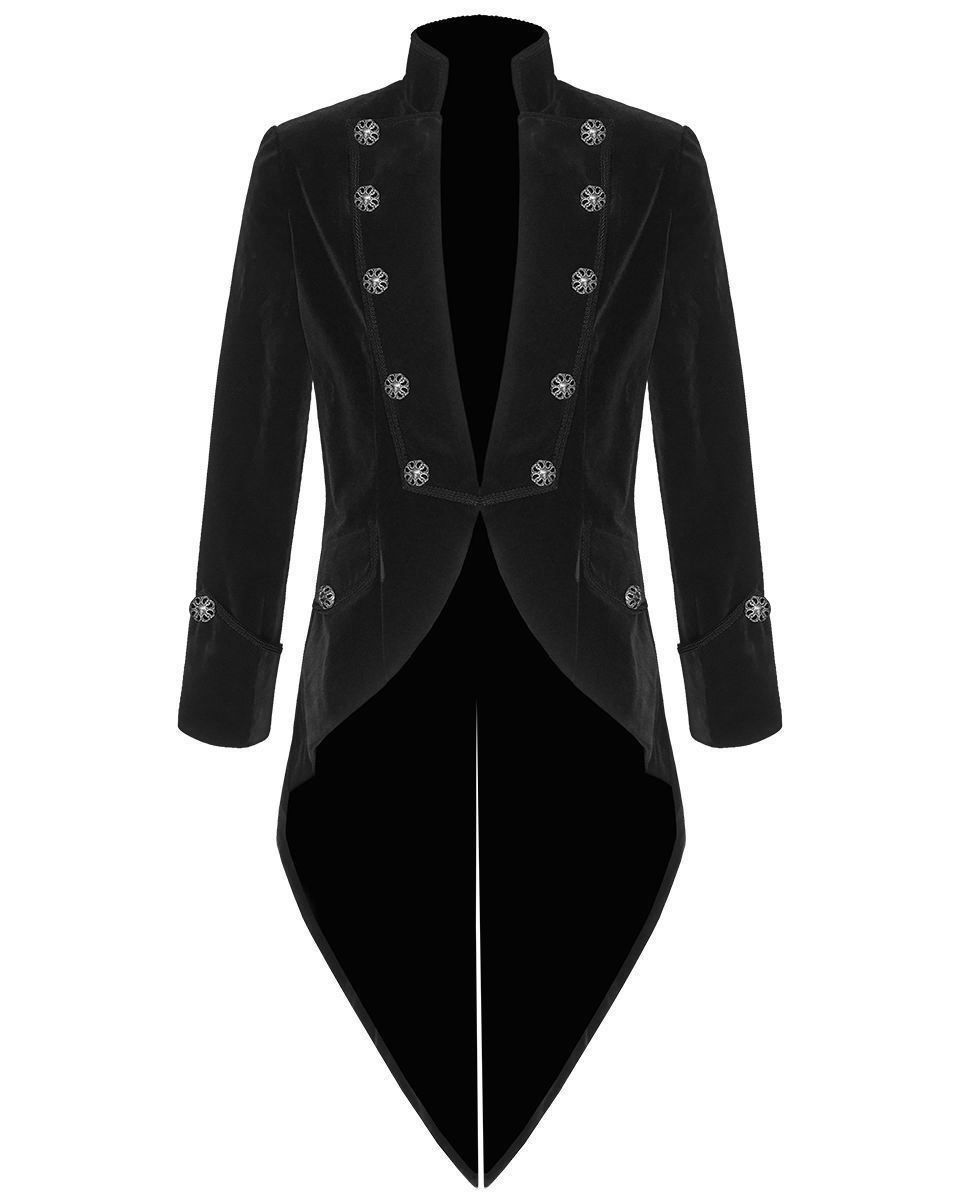 Black Velvet Goth Steampunk Victorian Tail Coat Jacket Kilt and Jacks
