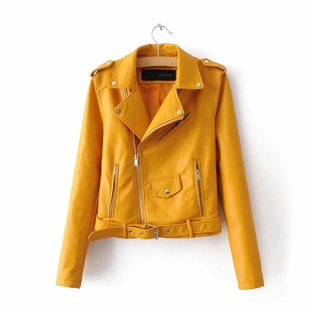 leather jacket, orange leather jacket, leather jacket for women