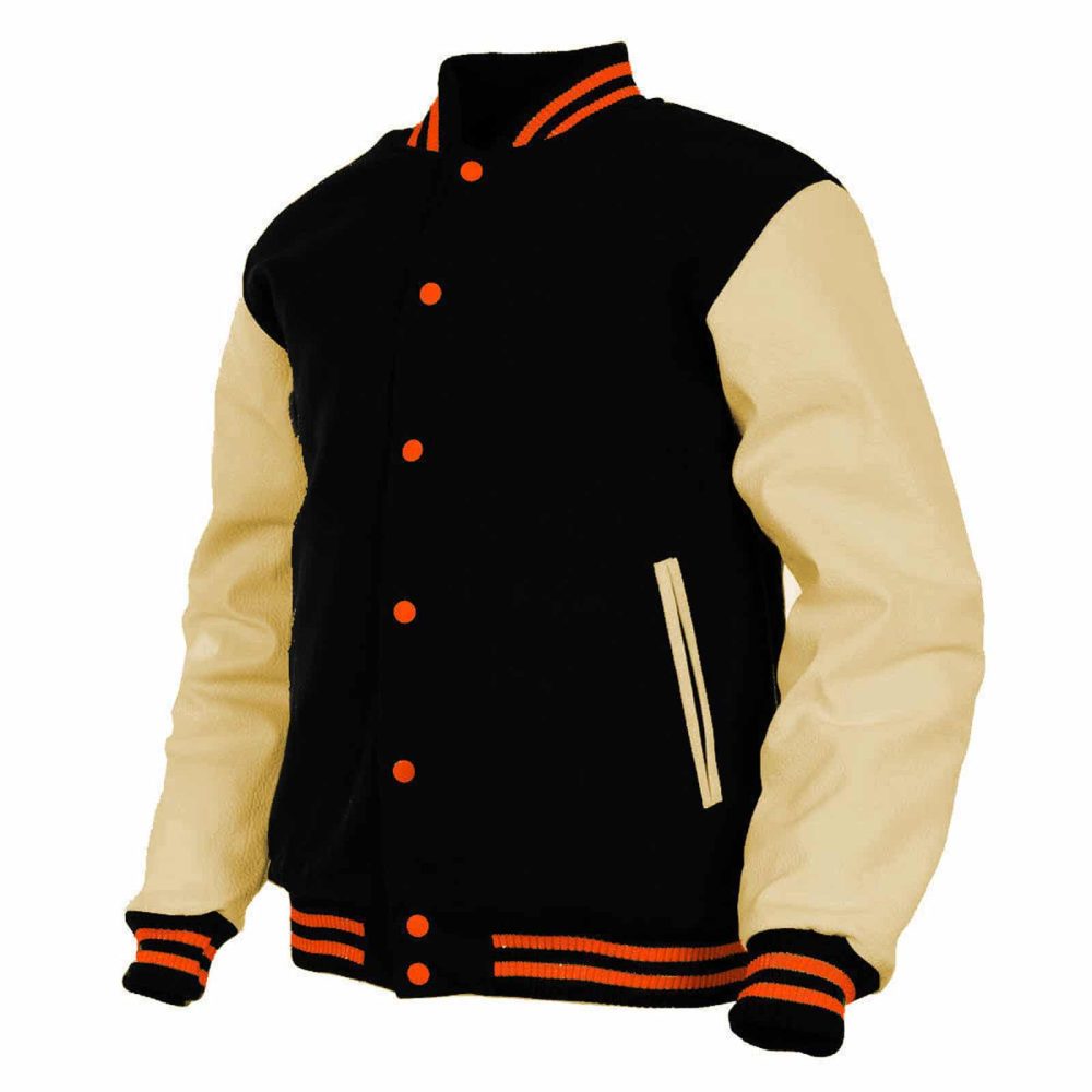 Custom Varsity Letterman Track and Field Jacket Gold Leather & 