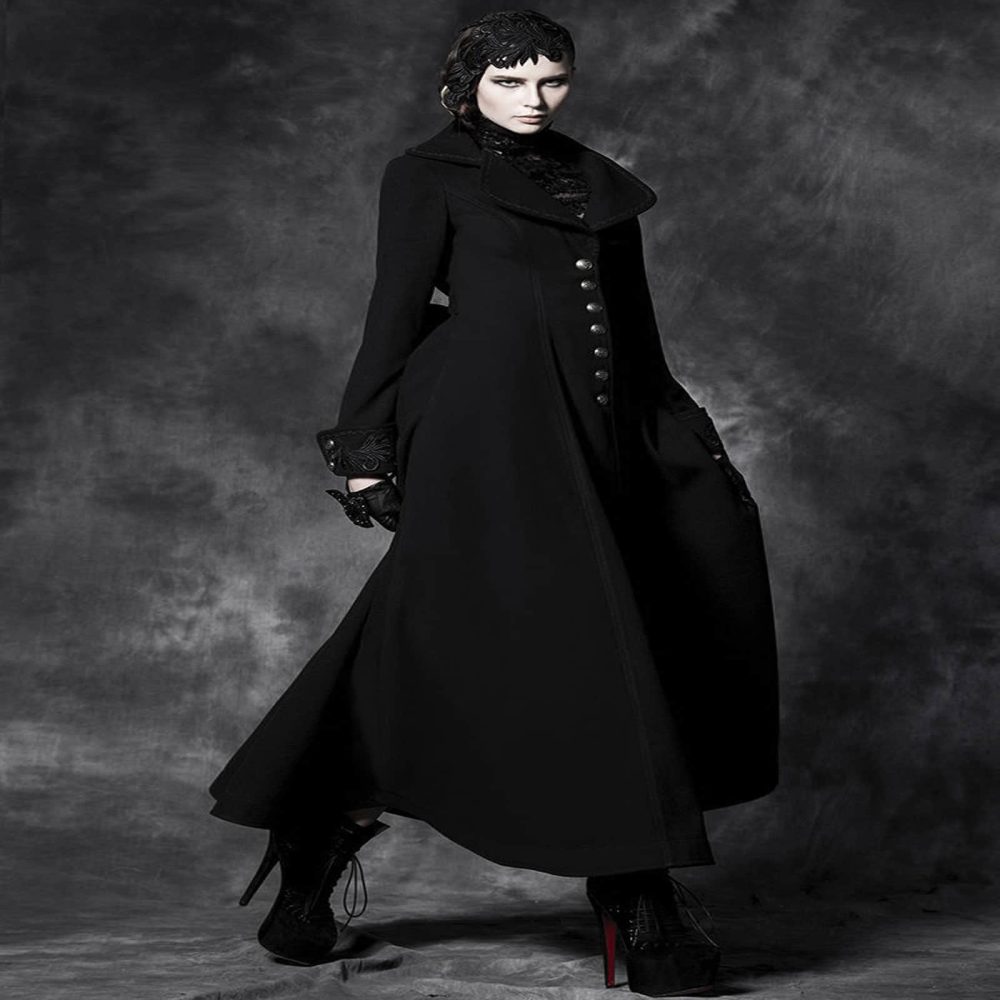 Vintage Cosplay Long Gothic Jacket 3 Gothic Black New Long Elegant Women Coat Jacket Vintage cosplay Victorian Aristo side