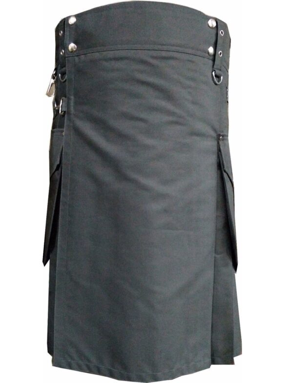 Gray-Scottish-Utility-Sports-Traditional-Kilt-front Utility kilt, cotton kilts, kilt for men
