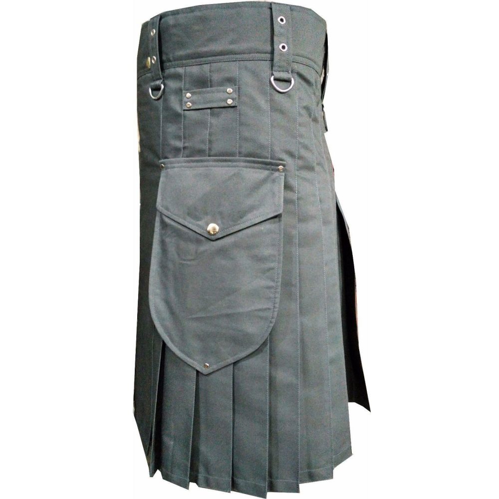 Grey Ample Utility Kilt in Low Price 2 Utility kilt, cotton kilts, kilt for men