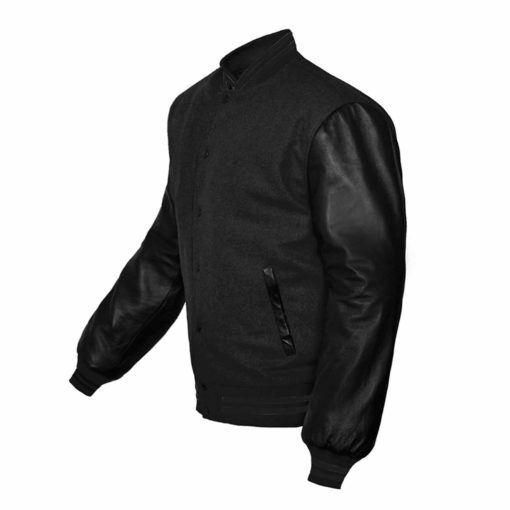 Letterman-College-Varsity-Wool-Jacket-with-Genuine-Leather-Sleeve-side Varsity Jackets with leather sleeves, Varsity Jackets, Fleece Jackets