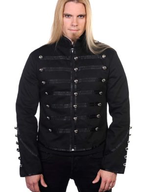 Black Banned Military Drummer Parade Jacke, ropa gótica, chaqueta de hombre