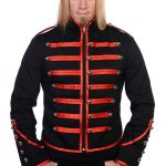 Men-Black-Banned-Military-Drummer-Parade-Jacket-Goth-Punk-Adam-Ant-Style-Red