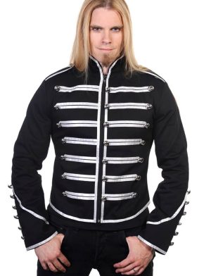 Black Banned Military Drummer Parade Jacke, Vêtements Gothiques, Veste homme