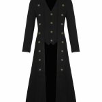 Men-Black-Handmade-Steampunk-Military-Trench-Coat-Long-Jacket-Black-Gothic-VTG-Front