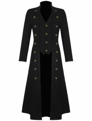 Steampunk Military Trench Coat Long Jacket , Vestes longues, Vestes gothiques