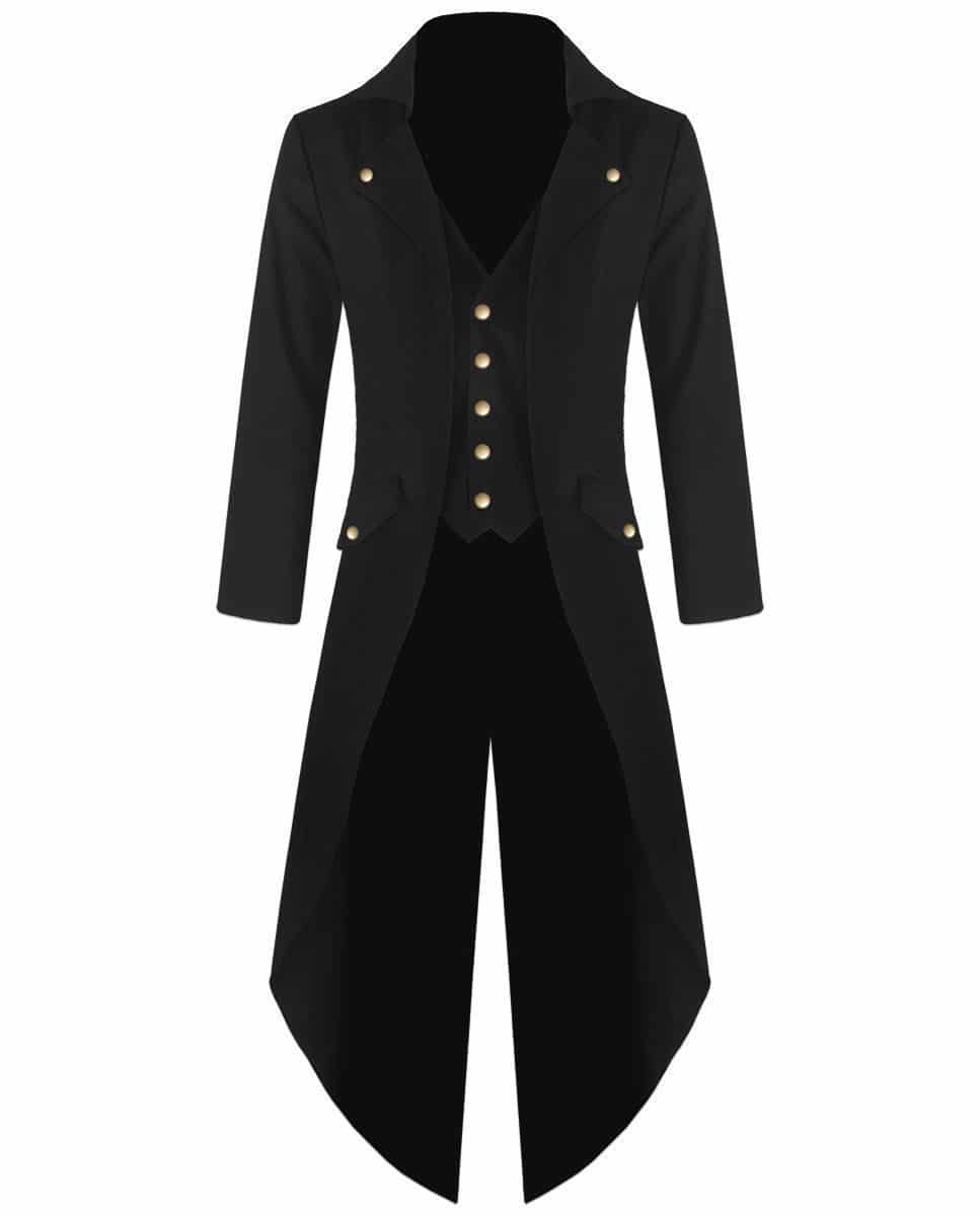 Men-Black-Handmade-Steampunk-Tailcoat-Jacket-Black-Gothic-Victorian-Coat-Front Steampunk Tailcoat Jacket, Best Jackets, Gothic Clothing Jackets