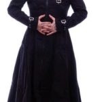 Men-black-hooded-trench-coat-goth-punk-Long-Jacket-custom-front