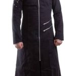 Men-black-trench-coat-goth-punk-Long-Jacket-Hooded-custom