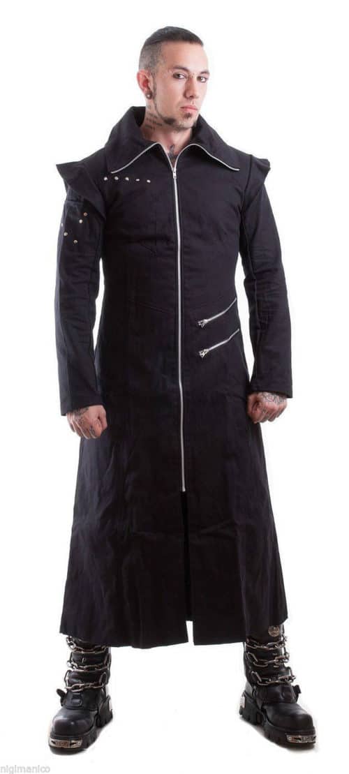 Men-black-trench-coat-goth-punk-Long-Jacket-Hooded-custom black trench coat goth punk Long Jacket, Gothic Clothing, best clothing, Best Jackets